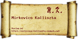 Mirkovics Kalliszta névjegykártya